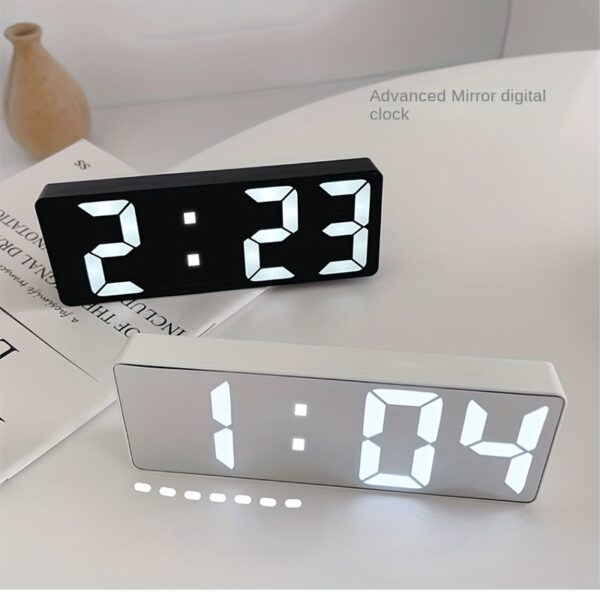 Modern LED Digital Clock with Adjustable Brightness, Date & Temperature Display - USB-Powered 12/24H Rectangular Bedroom Alarm Clock for Home Office Decor, Digital Display Clock | Contemporary Design | Durable Electronics, Alarm Clocks for Bedrooms - Image 8