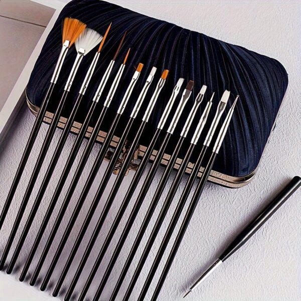 15pcs Fine Detail Paint Brush Set - Versatile Miniature Brushes for Art, Watercolor, Oil Painting, Models, Airplane Kits & Nail Art Supplies - Includes Precision Tips & Flat Brushes, Painting Art Supplies - Image 2