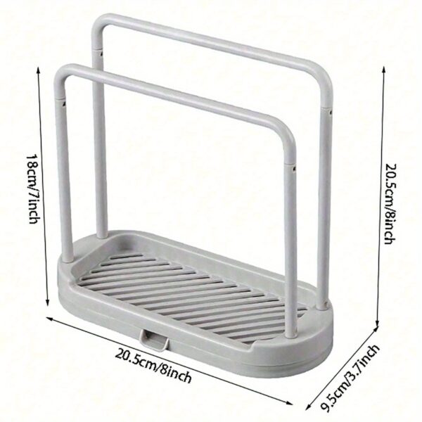 1pc Grey Kitchen Sink Rack Tray Organizer Stand, Kitchen Countertop Rust Proof Sink Accessories, for Sponge, Dish Cloth, Rag, Brush, Scrubber Storage Holder., Kitchen Sink Accessories - Image 7