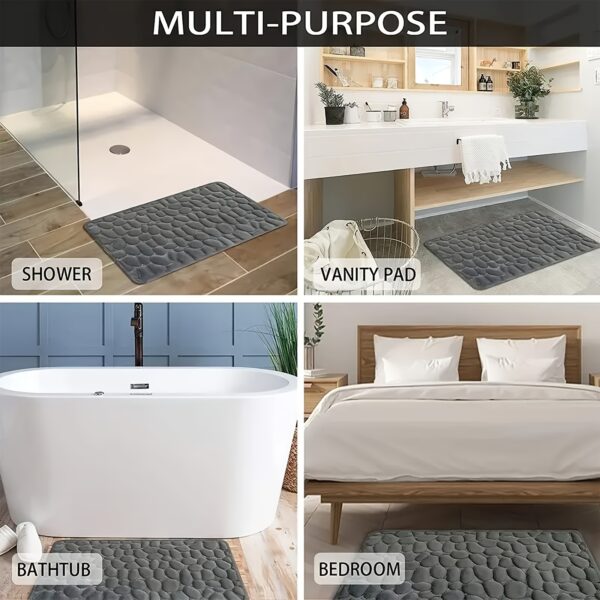 1pc Plush Memory Foam Bath Rug with Cobblestone Embossment - Quick-Dry, Non-Slip, Machine Washable - Soft & Comfortable for Shower and Bathroom, Ideal Fall Decor Accessory, Bathroom Rug - Image 12