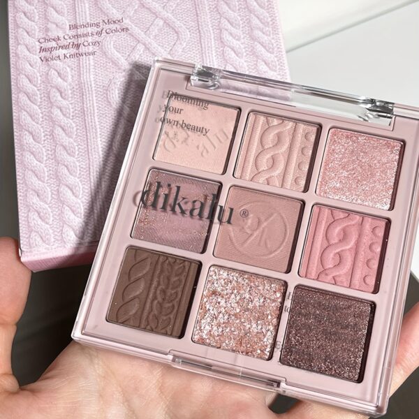 9-color Eyeshadow Palette Low Saturated Matte Pearly Glitter Velvet Texture Brown Color Taro Milk Tea Nude Pink Purple Eyeshadow Waterproof And Long-lasting Makeup - Image 2