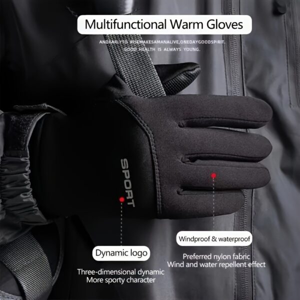 Plus Velvet Autumn and Winter Outdoor Gloves, Men's Warm Cold Safeguard Sports Riding Ski Touch Screen Gloves - Image 11