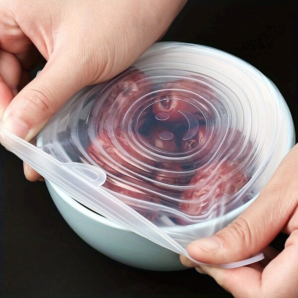 6-Pack Silicone Elastic Lids, Reusable Durable Food Storage Bowl Covers, BPA-Free, Dishwasher & Freezer Safe, Kitchen Accessories - Image 15