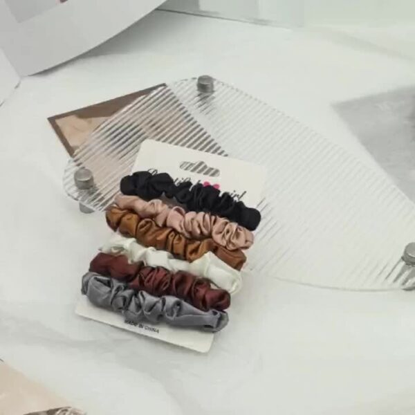 6 Pcs Silky Scrunchies Women Hair Ties Skinny Hair Scrunchy Hair Bands Elastic Hair Accessories   Women Ponytail Holders - Image 9