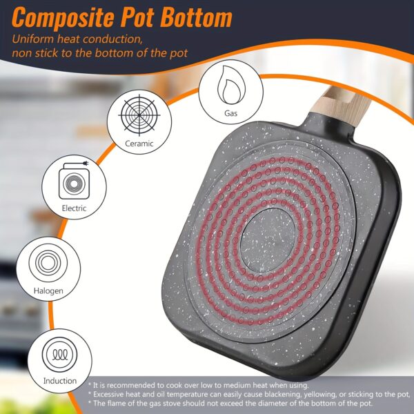 4-Hole Non-Stick Frying Pan with Maifan Stone Coating - Aluminum Handle, Perfect for Eggs, Pancakes, and More - Hand Wash Only, Induction Compatible, Kitchen Cookware | Modern Kitchenware | Durable Cookwar - Image 6