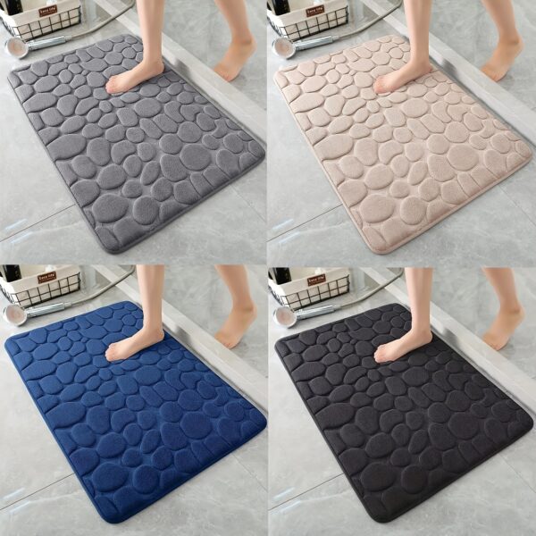 1pc Soft and Comfortable Memory Foam Bath Rug with Cobblestone Embossment - Rapid Water Absorbent and Washable - Non-Slip - Perfect for Shower Room and Bathroom Accessories, Bathroom decorations, kitchen Area Rugs, bedrooom, Bathroom Accessories - Image 10