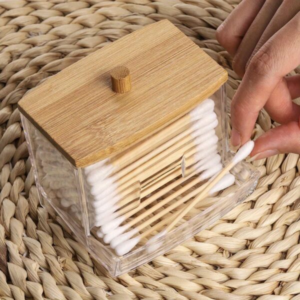 1pc Clear Acrylic Swab Holders With Wooden Lid, Dust-proof Storage Jars For Swab, Jewelry, Powder Puffs, Beauty Eggs, Household Storage Organizer For Dresser, Desktop, Bathroom, Home, Dorm - Image 17