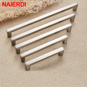 NAIERDI Kitchen Door Handles Cabinet Handles Drawer Knobs Aluminum Alloy Wardrobe Door Handles Brushed Modern Style Hardware
