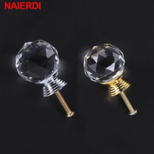 NAIERDI 20-30mm Crystal Handle Clear Glass Knobs Cupboard Drawer Pulls Kitchen Cabinet Wardrobe Handles Furniture Door Hardware