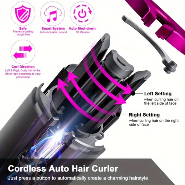 5 Heat Settings Ceramic Auto-Curler for Luscious Locks - Anti-Scald, Tangle-Free, Quick Charge USB Rechargeable Lithium Battery - Perfect for Styling, Special Occasions, and as an Elegant Gift with Luxurious Gift Box Included - Image 10