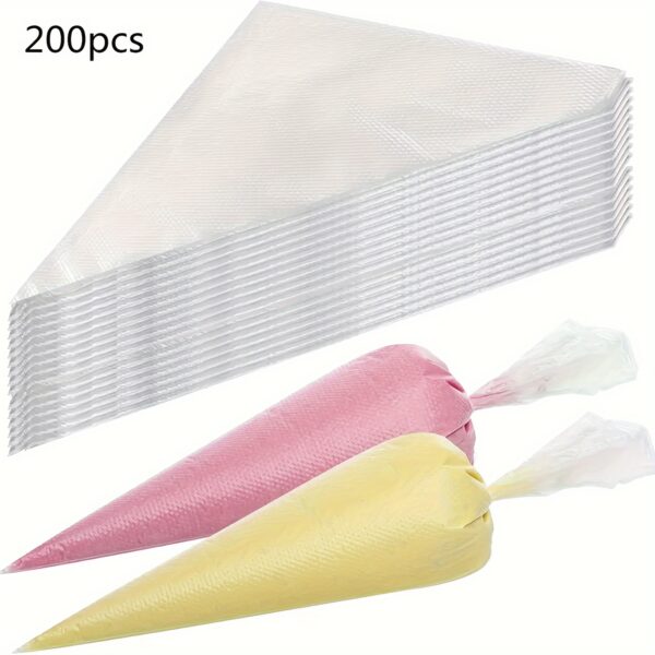 50/100/200pcs Heavy-Duty Disposable Plastic Piping Bags - Durable, Reusable, No-Slip Grip for Cake Decorating, Baking, Frosting & - Kitchen Tools for Home & Professional Bakers, Baking Accessories - Image 5
