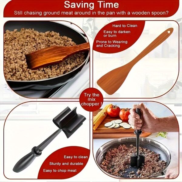 1pc ABERZEY Heat Resistant Plastic Meat Chopper - Manual Hamburger Meat Shredder, Beef Grinder for Crafting Burgers, Turkey & More - No Electricity Needed - Image 8
