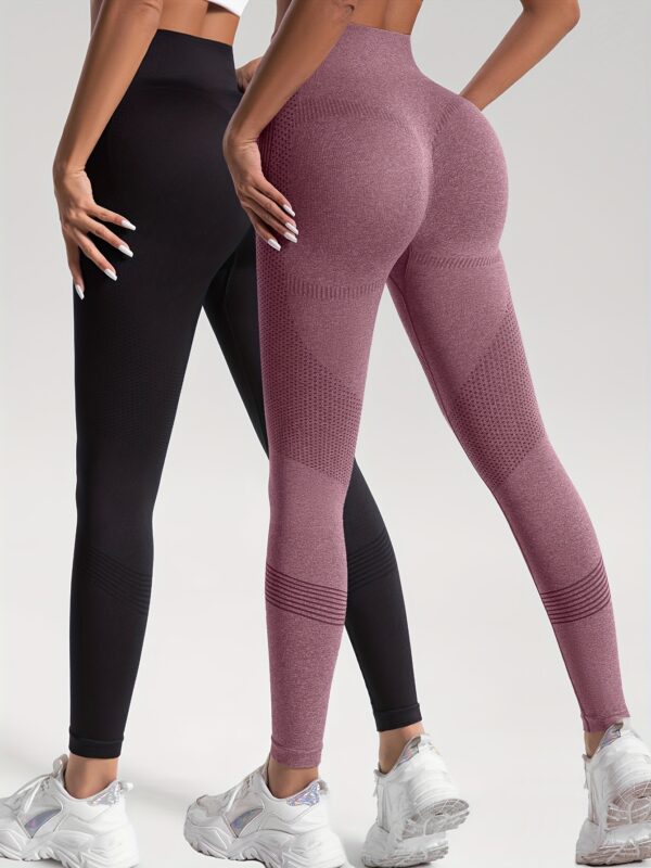 2pcs Solid Color High-Stretch Fitness Yoga Sports Leggings, Soft Breathable Yoga Tight Pants, Women's Activewear - Image 55
