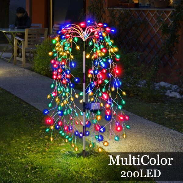 1 Solar Firecracker Willow Fireworks Light - 120/200 LED, 8 Vibrant Modes, Durable IP44, Solar Charging, Ideal for Yard, Garden, Pathway, Parties, Camping, Picnics, Christmas, Ramadan, Easter, Valentine'S Day Decor, Outdoor Lighting | Colorful Fireworks D - Image 9