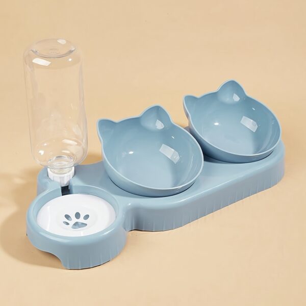 3-in-1 Tilted Pet Bowls Set with Gravity Water Feeder - Adjustable Ear Design for Neck Protection, Easy Cleaning, and Reduced Spills - Perfect for Cats and Small Dogs - Image 4