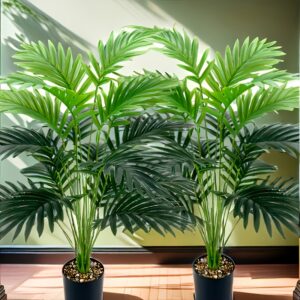 2pcs UV-Resistant Artificial Palm Trees, 26.69" Tall - Lush Green Faux Plants for Home & Office Decor, Ideal for New Year, Christmas, Hanukkah, St. Patrick's Day, Valentine's, Mother's Day - Versatile Indoor/Outdoor Floor Placement, No Container Required, Palm Tree Decor, Best for Christmas