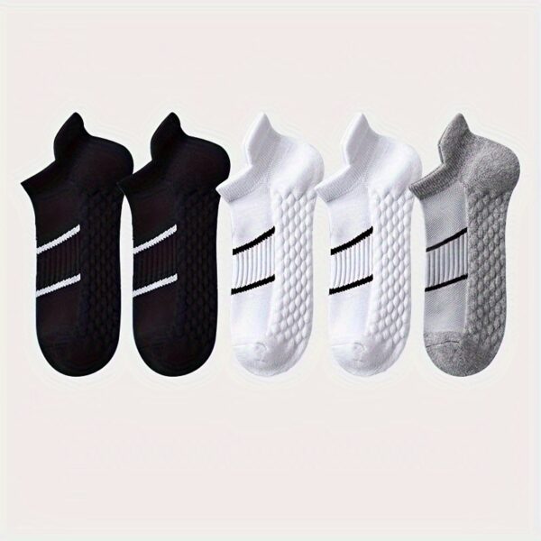 5pairs Men's Professional Sports Socks, Summer Thin Mesh Breathable Sweat-absorbing Anti-odor Ear Lifting Heel Guard Short Socks - Image 16