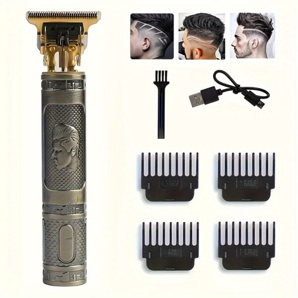 YAIAWISU Men's Cordless Hair Clippers & Beard Trimmer Kit - Golden, USB Rechargeable with LCD Display, Precise T-Blade, Includes Guide Combs & Accessories, 600mAh Battery, Rechargeable Hair Trimmer - Image 9