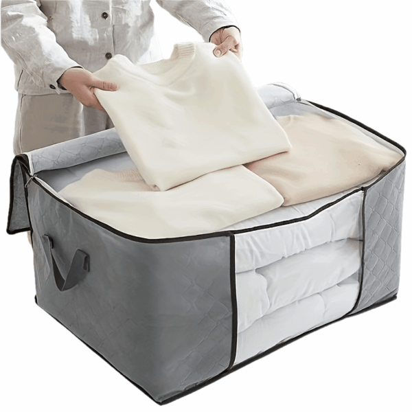 Large Non-Woven Fabric Clothes Storage Organizer Bag with Clear View Window & Secure Zipper Closure - Multi-Purpose Garment Protector for Blankets, Comforters, Seasonal Clothing Storage, Under-Bed Storage - Image 12