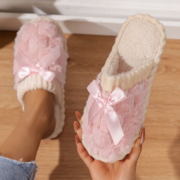 Cozy & Chic Women's Winter Plush Slippers - Soft, Warm Indoor Comfort with Non-Slip PVC Sole, Cream Cuff Detail, Hand Washable - Perfect for Home Relaxation - Image 24