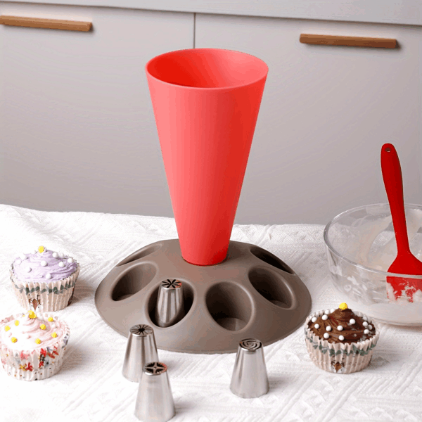 1pc Food-Safe Polypropylene Piping Bag Stand with Multiple Cupcake Decorating Nozzles - Ergonomic Design for Easy Filling, Durable Baking Tool for Holidays, Birthdays, Weddings & Special Occasions, Festive Pastry Accessory | Functional Kitchenware | Easyc - Image 12