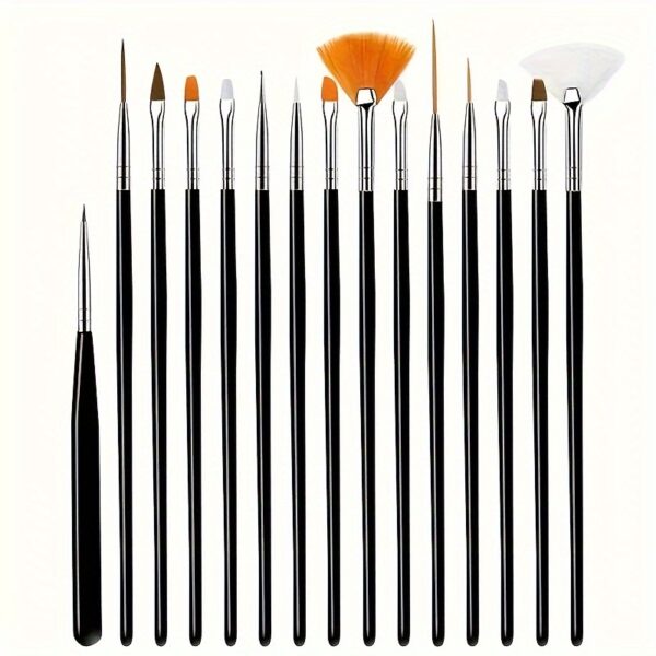 15pcs Fine Detail Paint Brush Set - Versatile Miniature Brushes for Art, Watercolor, Oil Painting, Models, Airplane Kits & Nail Art Supplies - Includes Precision Tips & Flat Brushes, Painting Art Supplies
