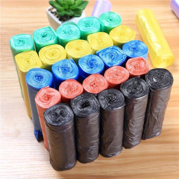 100pcs Durable Plastic Disposable Trash Bags - Pack of 5 Color-Coded Rolls for Office, Living Room, Bedroom, Bathroom, Kitchen Cleaning - High-Quality, Space-Saving, and Versatile for Everyday Use, Versatile Trash Bags | Practical Utility Bags | Easyacces