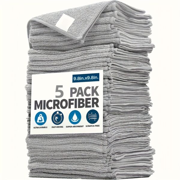 5/10/20/50/100pcs Kitchen Towel, Ultra-fine Fiber Light Gray Cleaning Cloth Set, Absorbent, Soft And Stain-removing Cloth, for Cleaning Glass, Cooking Bench, Pot, Bowl, Water Tap, Lampblack Machine