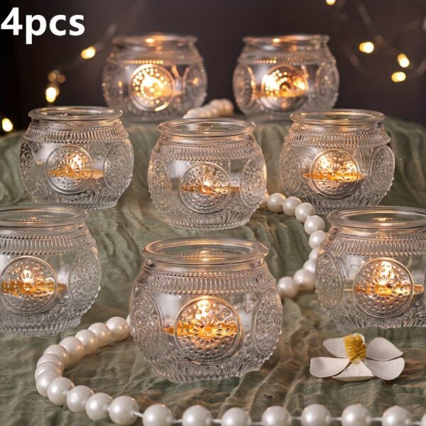 Glass Tea Light Candle Holders, Polished Finish, Flower Theme, Tabletop Mount, Versatile for Wedding, Shower, Party Decoration, Ideal for Christmas, Halloween, Easter, Thanksgiving, Valentine'S Day - Image 11
