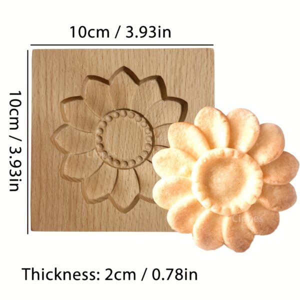 Cippes Wooden Cookie Cutter Mold, 3D Heart Daisy Snow Patterns, DIY Biscuit Stamp for Pastry, Embossing Craft Decorating Baking Tool, Ideal for Thanksgiving, Christmas, Valentine'S Day, Mother'S Day - Image 16