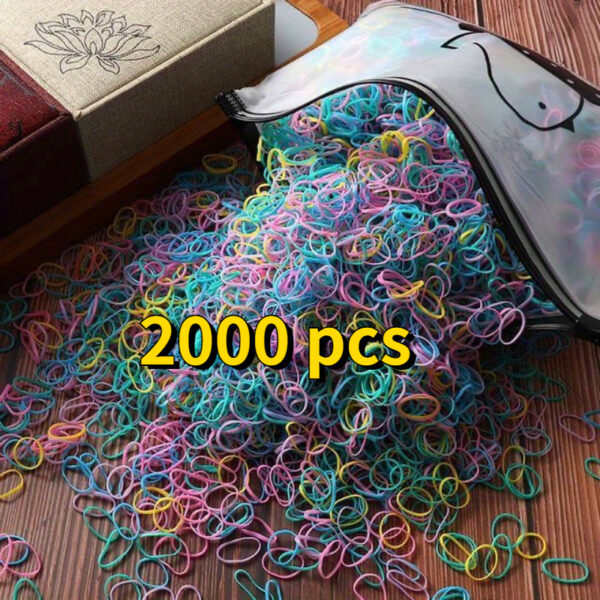 1000/2000pcs Mini Nylon Colorful Disposable Hair Ties Headband With Storage Bag, Elastic Hair Accessories Set For Girls - Image 28