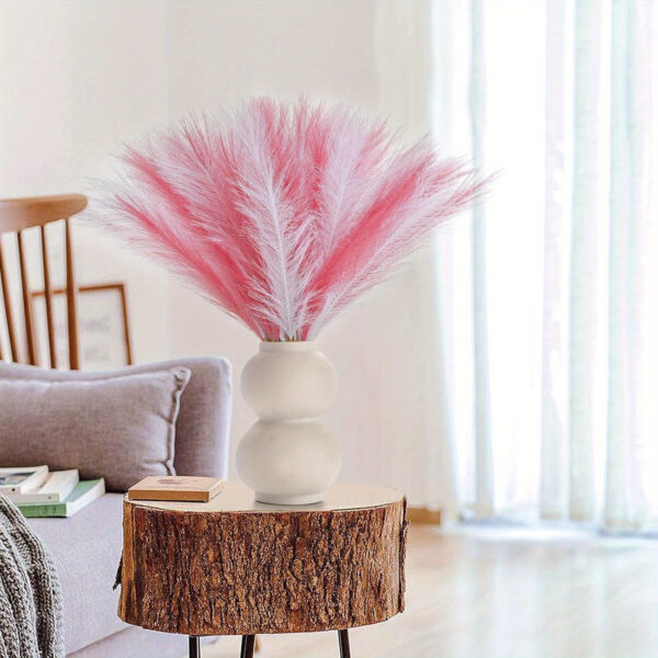 21pcs Boho Chic Artificial Pampas Grass - Soft Pink & White Faux Reed Feathers for Vase Arrangements, Perfect for Home, Wedding, and Farmhouse Decor, 55.88cm Tall Adjustable Stems, Flower Decor - Image 8
