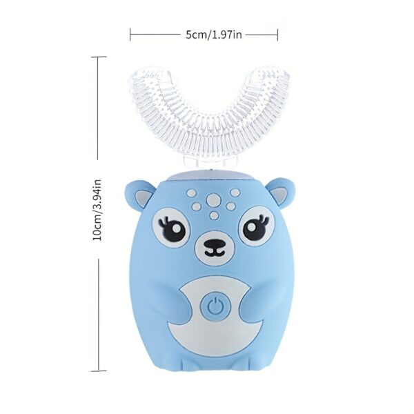 Kids' U-Shaped Electric Toothbrush with 1 Head, 5 Modes, Cartoon Deer Design - 360-Degree Cleaning, USB Rechargeable Battery, 250mAh, Blue and Pink, Ideal for Kids, Kids' Dental Hygiene|Fun Design Toothbrush|Lightweight Toothbrush - Image 3