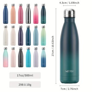 [Stainless Steel | Thermal] WATERSY 1pcs 500ml/17oz Stainless Steel Drinking Bottle | Travel Thermal Flask - BPA-Free - 24 Hours Cold & 12 Hours Warm - Leak-Proof | Thermal Sport Bottles, 2 sealing rings and Dishwasher safety