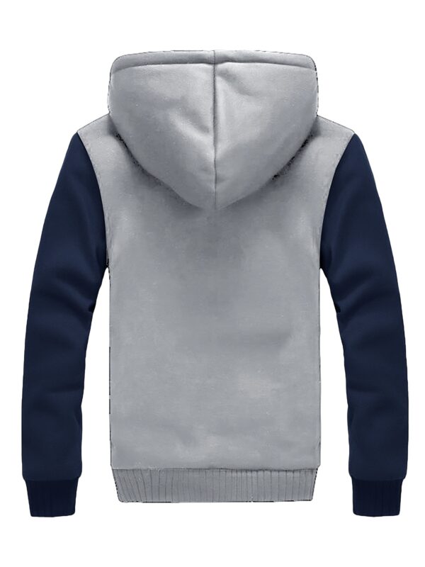 Men's Warm Fleece Hooded Jacket, Casual Color Block Jacket Coat For Fall Winter - Image 18