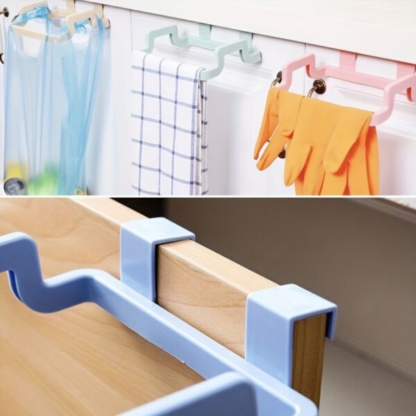 Reusable Plastic 1pc Over-the-Cabinet Garbage Container - Bag Holder Rack For Kitchen, Pantry, Garage & Bathroom - Image 2