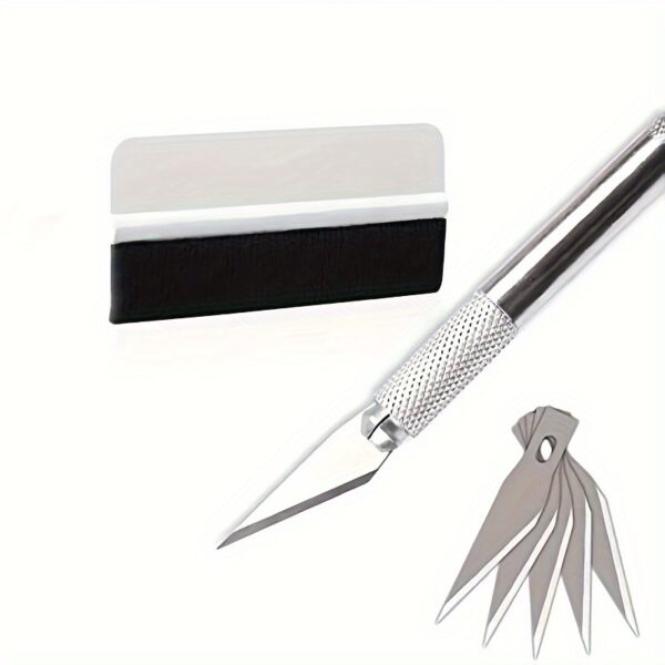 Vinyl Wrap Kit, Window Tint Application Tools, Wallpaper Smoothing Tool Kit for Adhesive Paper Application Window Film with Felt Squeegee, 30 Degree Precision Knife with Extra 5pcs Blades - Image 4
