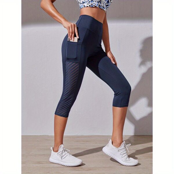 High-Waist Mesh-Panelled Capris for Women - Contouring Tummy Control & Hip Enhancement, Breathable Active Yoga Wear - Image 17