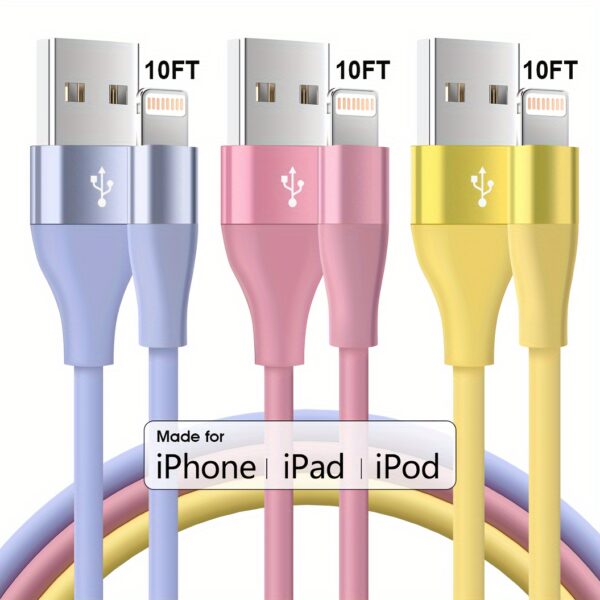 1/3pcs 10ft Fast Charging Cable - MFi Certified for iPhone 14/13/12/11 Pro Max/12 Mini/XR/XS/X/8/7/6 Plus SE (Lightning Connector) - Image 6