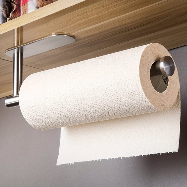 Self Adhesive Paper Towel Holder Under Cabinet For Kitchen, Paper Towel Roll Holder Wall Mount - Image 7
