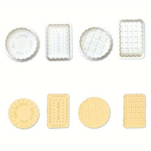 3D Waffle Cookie Cutter Set - Exquisite Design, Clear Texture, Embossed Biscuit Stamps for Fondant & Sugar Craft, Plastic Baking Tools with Detailed Patterns, Perfect for Gummy & Dough Decorations, Baking Essentials | Playful Design | Detailed Patterns, C - Image 3