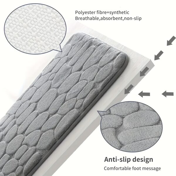 1pc Plush Memory Foam Bath Rug with Cobblestone Embossment - Quick-Dry, Non-Slip, Machine Washable - Soft & Comfortable for Shower and Bathroom, Ideal Fall Decor Accessory, Bathroom Rug - Image 10