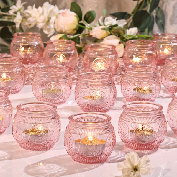 Glass Tea Light Candle Holders, Polished Finish, Flower Theme, Tabletop Mount, Versatile for Wedding, Shower, Party Decoration, Ideal for Christmas, Halloween, Easter, Thanksgiving, Valentine'S Day - Image 14