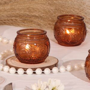 Glass Tea Light Candle Holders, Polished Finish, Flower Theme, Tabletop Mount, Versatile for Wedding, Shower, Party Decoration, Ideal for Christmas, Halloween, Easter, Thanksgiving, Valentine'S Day