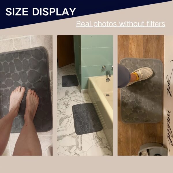 1pc Plush Memory Foam Bath Rug with Cobblestone Embossment - Quick-Dry, Non-Slip, Machine Washable - Soft & Comfortable for Shower and Bathroom, Ideal Fall Decor Accessory, Bathroom Rug - Image 5