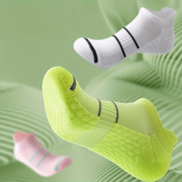 5pairs Men's Professional Sports Socks, Summer Thin Mesh Breathable Sweat-absorbing Anti-odor Ear Lifting Heel Guard Short Socks - Image 22