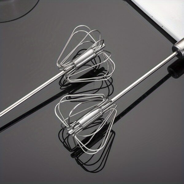 1pc Stainless Steel Semi Automatic Egg Whisk, Hand Push Egg Beater Blender for Blending, Whisking, Beating, Stirring, Kitchen Gadgets, Accessories, Home Items - Image 17