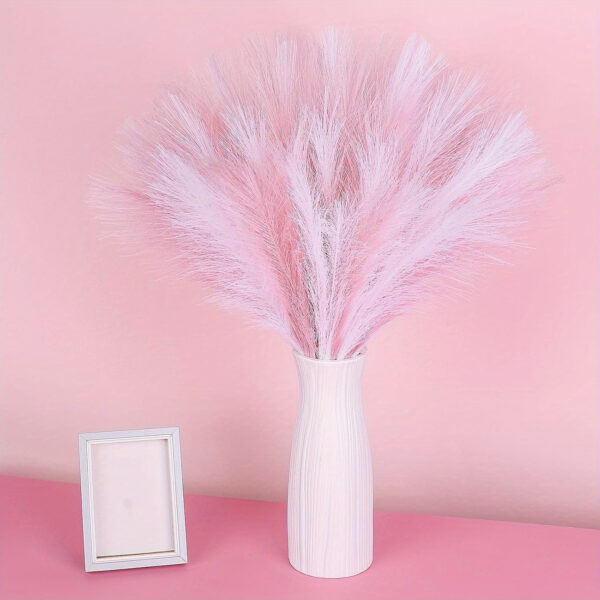 21pcs Boho Chic Artificial Pampas Grass - Soft Pink & White Faux Reed Feathers for Vase Arrangements, Perfect for Home, Wedding, and Farmhouse Decor, 55.88cm Tall Adjustable Stems, Flower Decor - Image 21