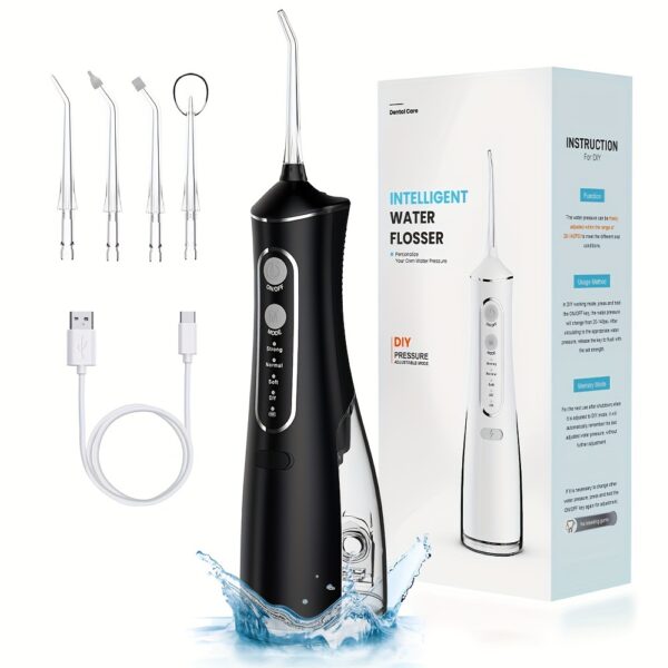 1pc Cordless Water Flosser for Teeth Cleaning, Portable Oral Irrigator with 4 Cleaning Modes, USB Rechargeable,, 1500mAh Lithium Battery, Travel-Friendly Dental Flosser - Image 4