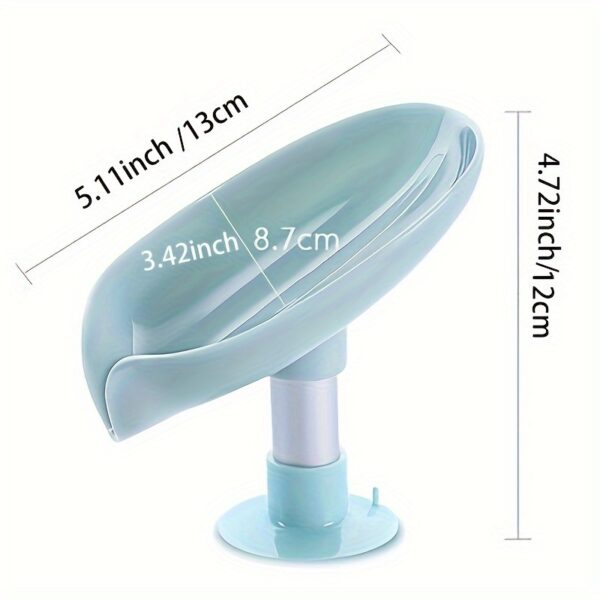 Elegant Leaf-Shaped Soap Holder: Drain-Design, Strong Suction, Easy Install, Enhances Bathroom Decor & Keeps Soap Dry - Image 6